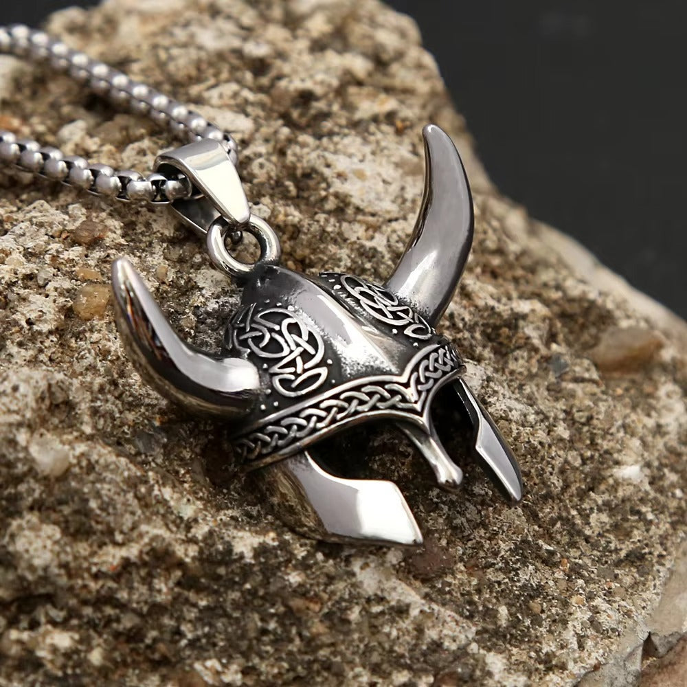 Celtic Viking Mask Stainless Steel Men's Pendant Necklace