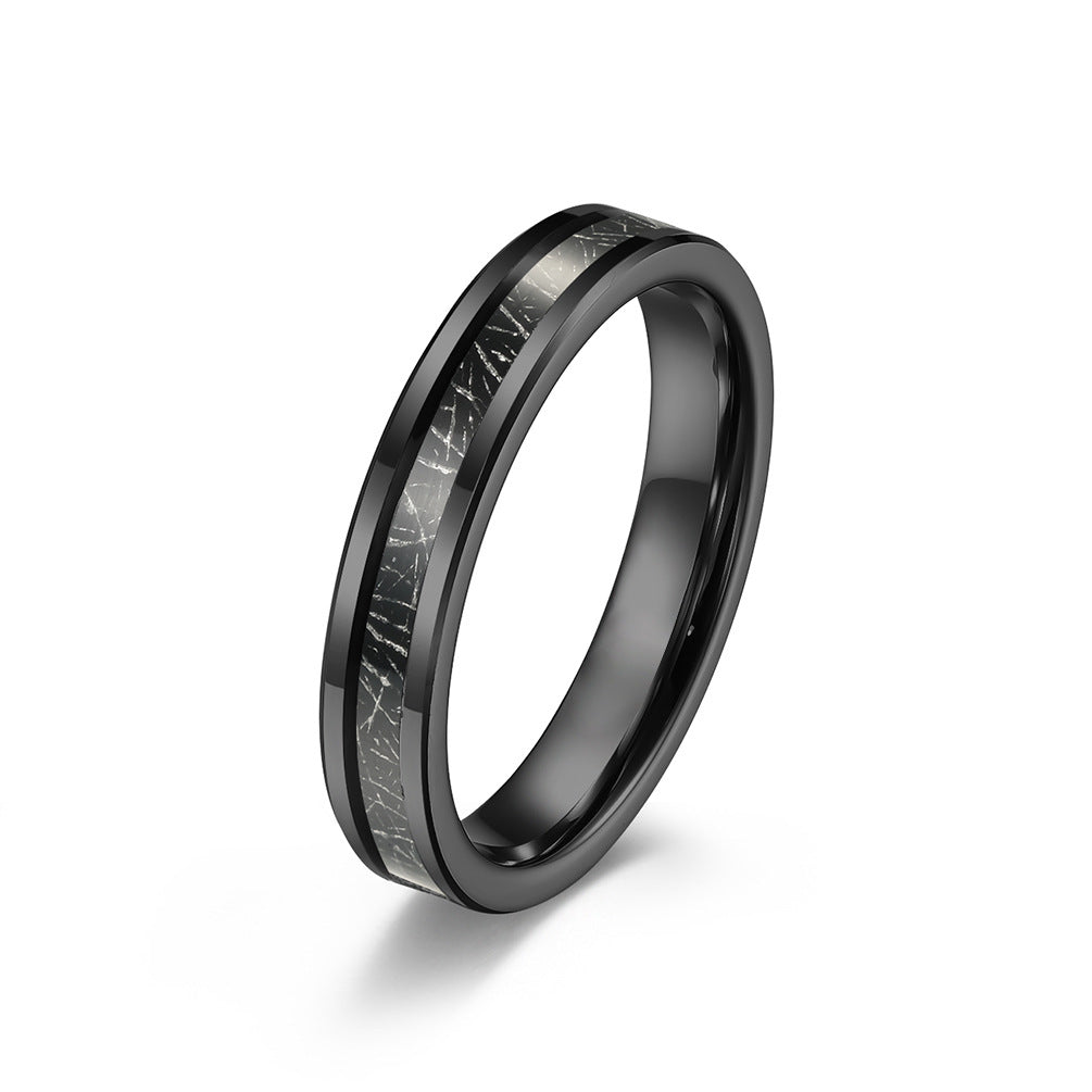 Black Tungsten Steel Inlaid Silk Ring Wholesale for Men