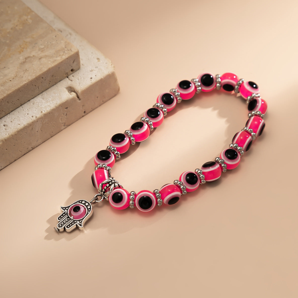Planderful Beaded Eye Palm Pendant Bracelet Personalized European Style Statement Jewelry for Women