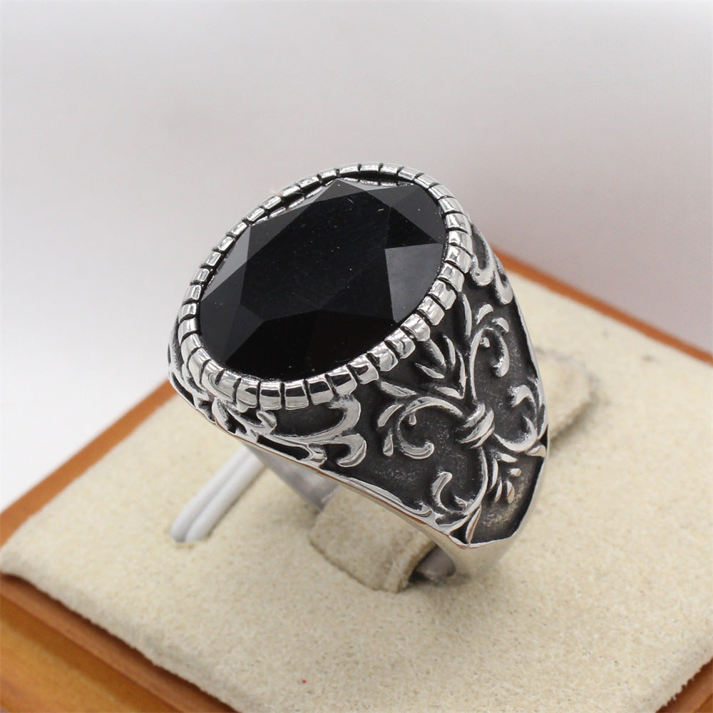 Planderful Personalized Retro Cross Zircon Titanium Steel Ring For Unisex Jewelry Lovers