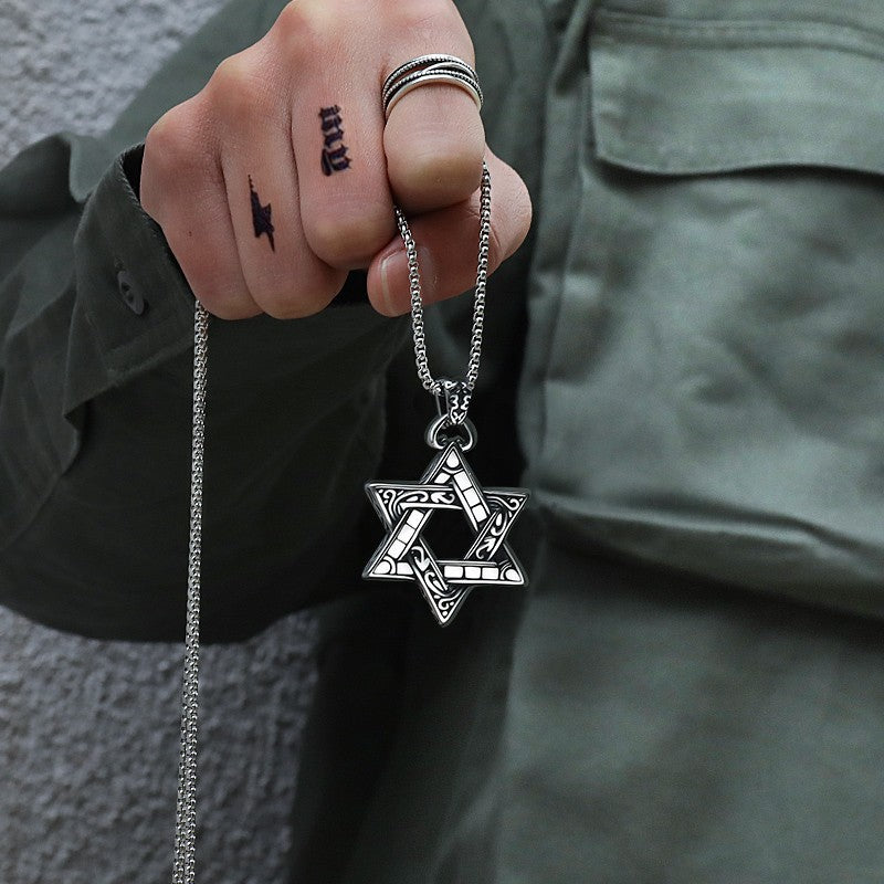 Planderful Hexagram Necklace Steel Unisex Pendant
