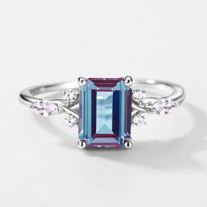 Planderful Jewelry Alexandrite Ring In Sterling Silver S925 Elegant European Inspired Design Size 6 7 8
