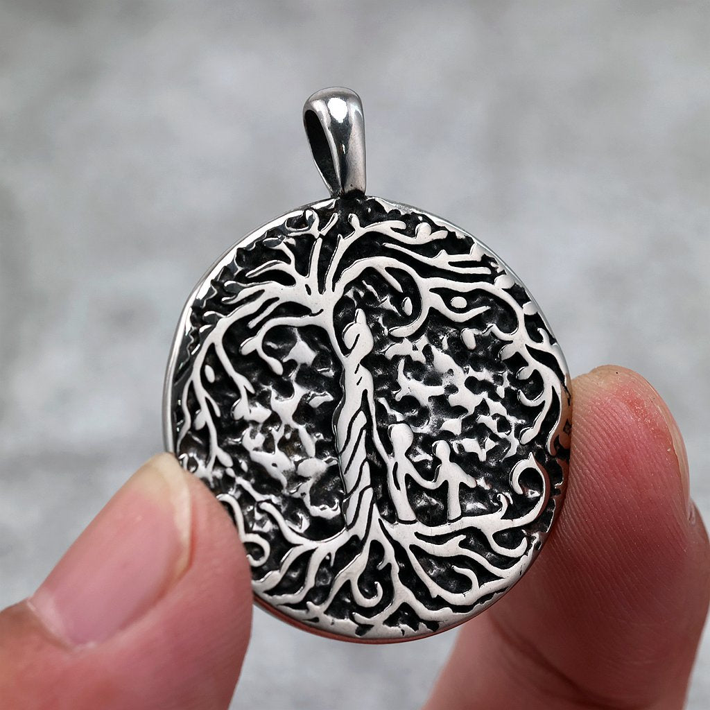 Vintage Tree of Life Stainless Steel Pendant Necklace