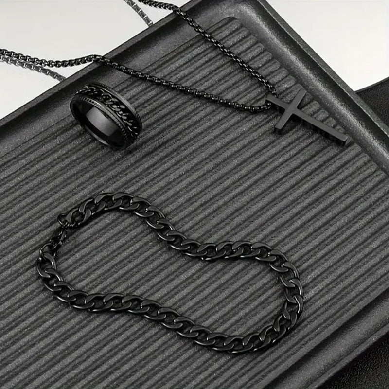 European Style Rotating Chain Necklace Set for Men - Stainless Steel Jewelry by Planderful