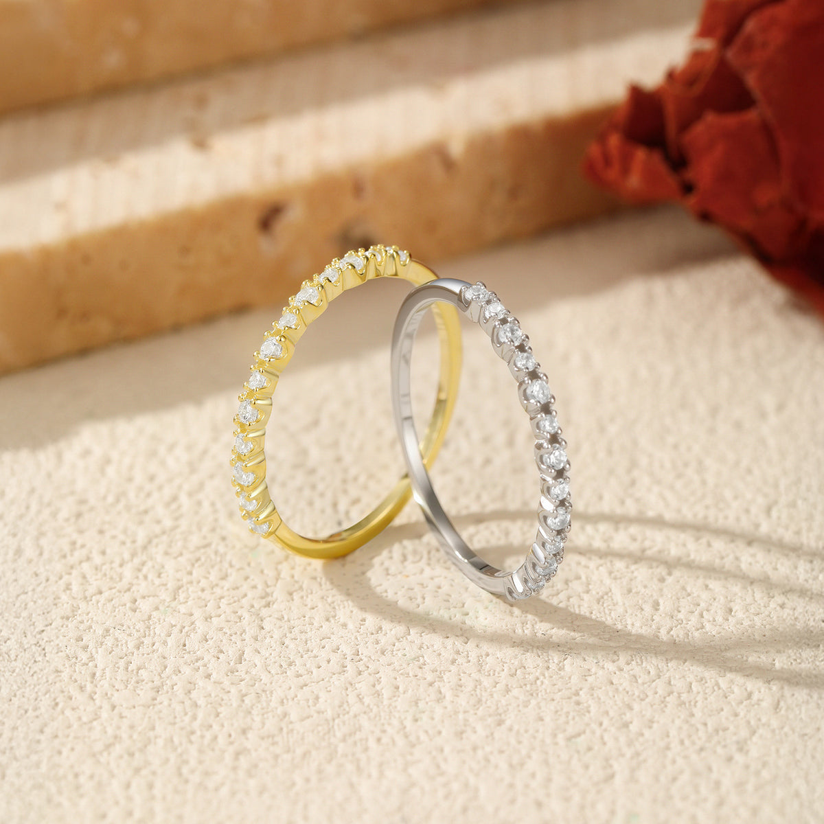 925 Sterling Silver Slim Pavé Zircon Band