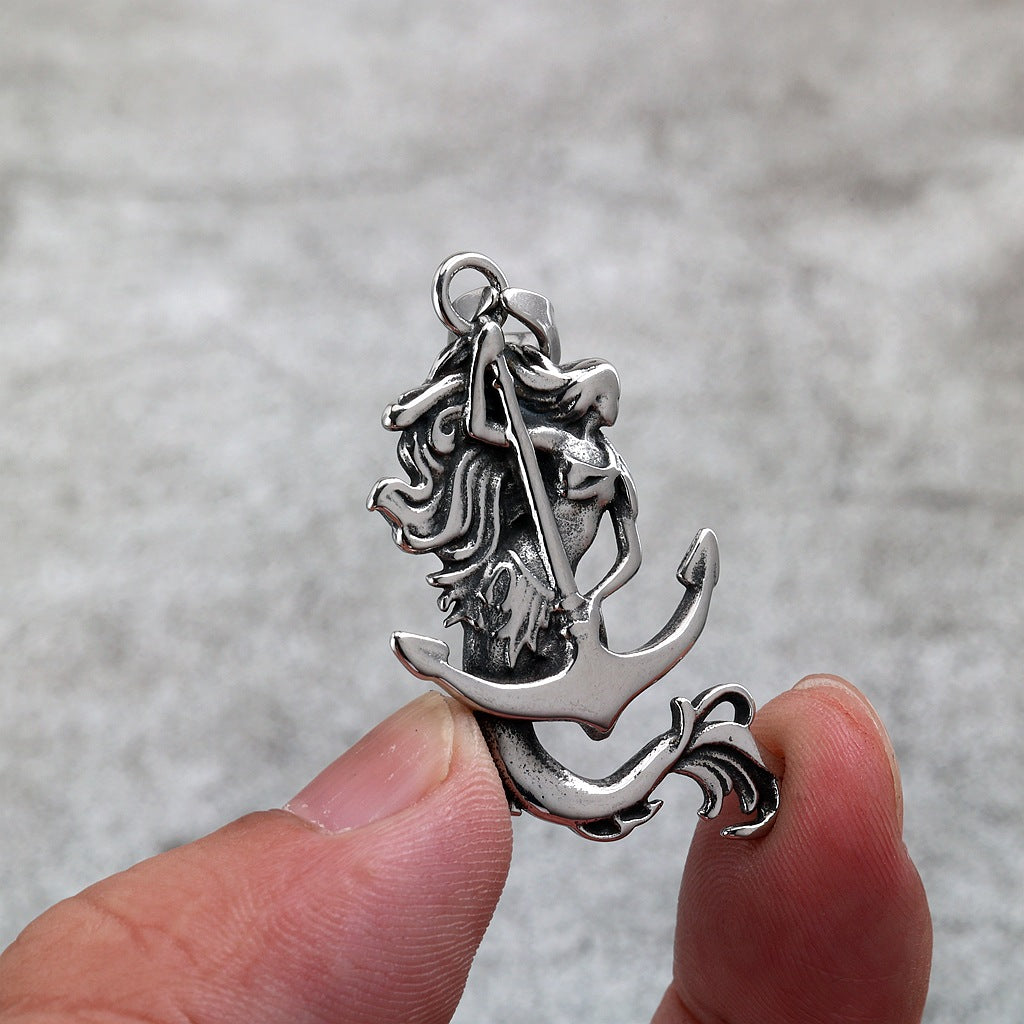 Vintage Anchor Stainless Steel Men's Pendant Necklace