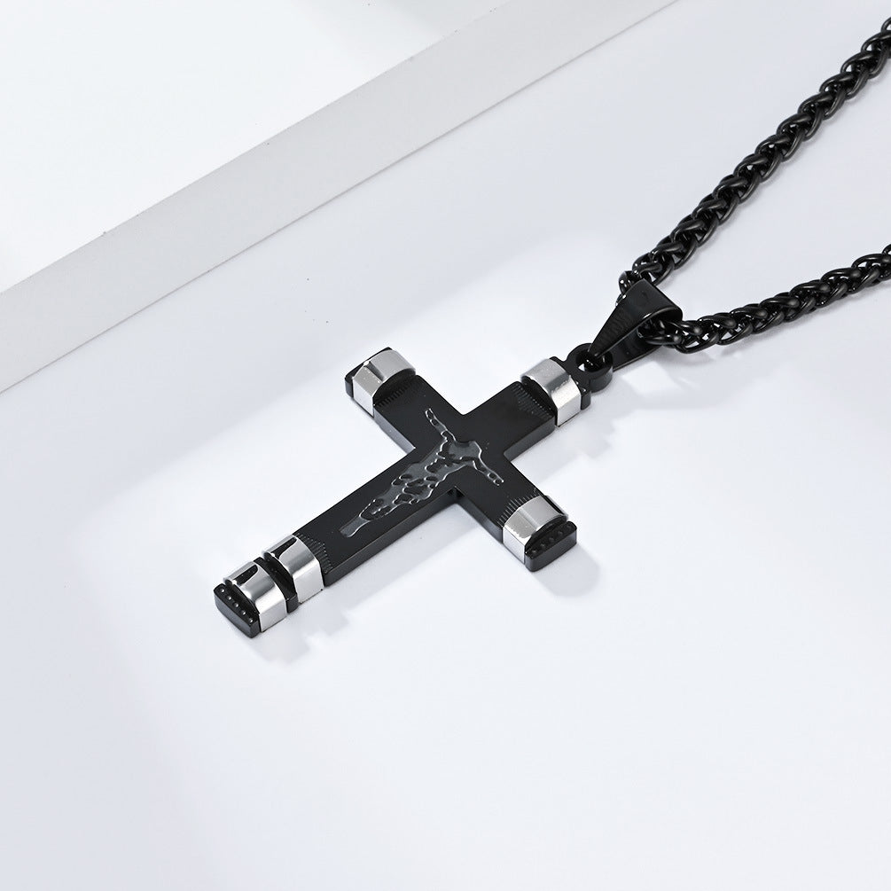 Planderful Cross Necklace Stainless Steel Unisex Pendant Bold Statement for Hip Hop Fans