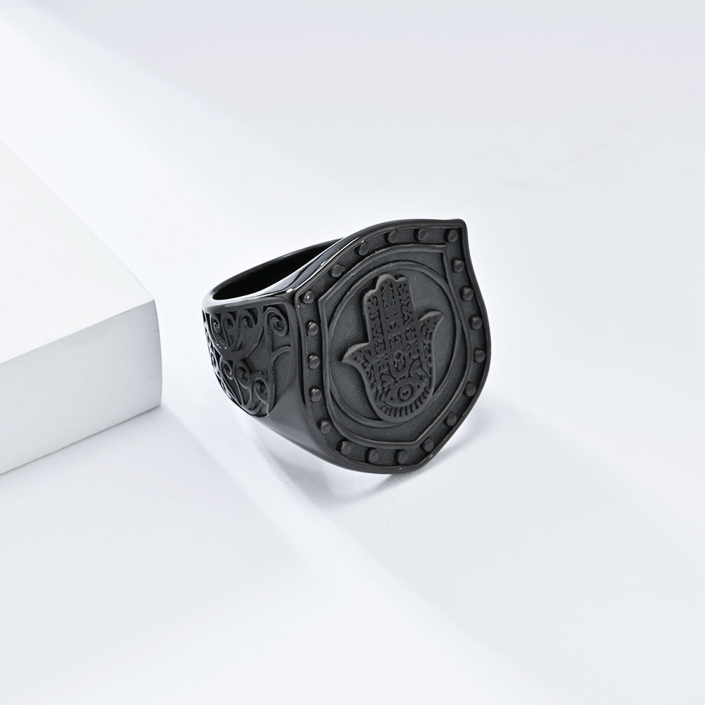 Planderful Everyday Genie Titanium Steel Ring For Retro Hip Hop Fans Exaggerated High End Niche Design Jewelry