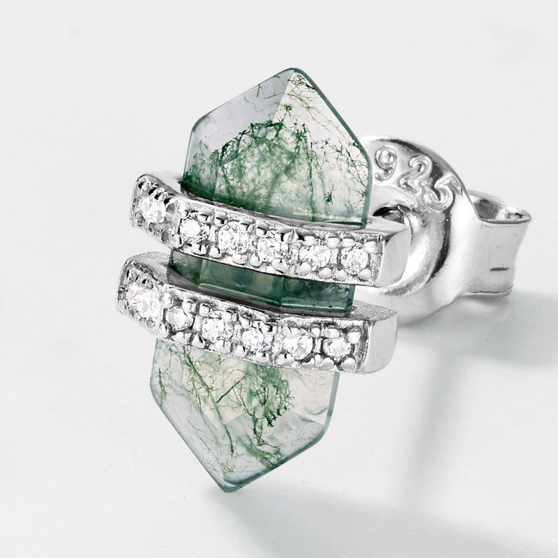 Planderful Everyday Genie – Cross-border New Trend Fashion Green Moss Sterling Silver Earrings Women's Jewelry Amazon Hot Sale