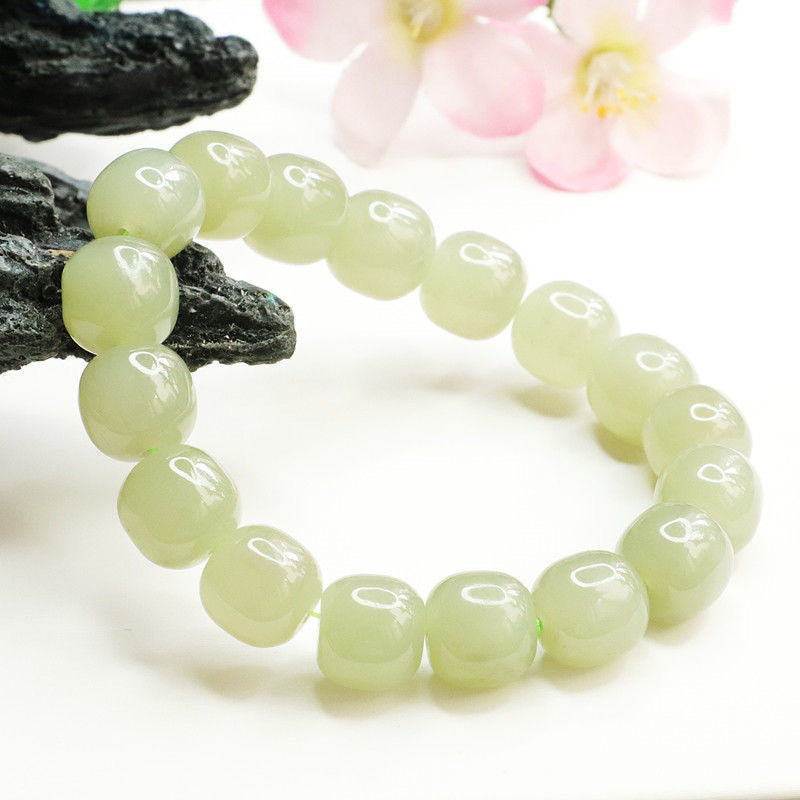 Hetian Jasper Barrel Bead Bracelet