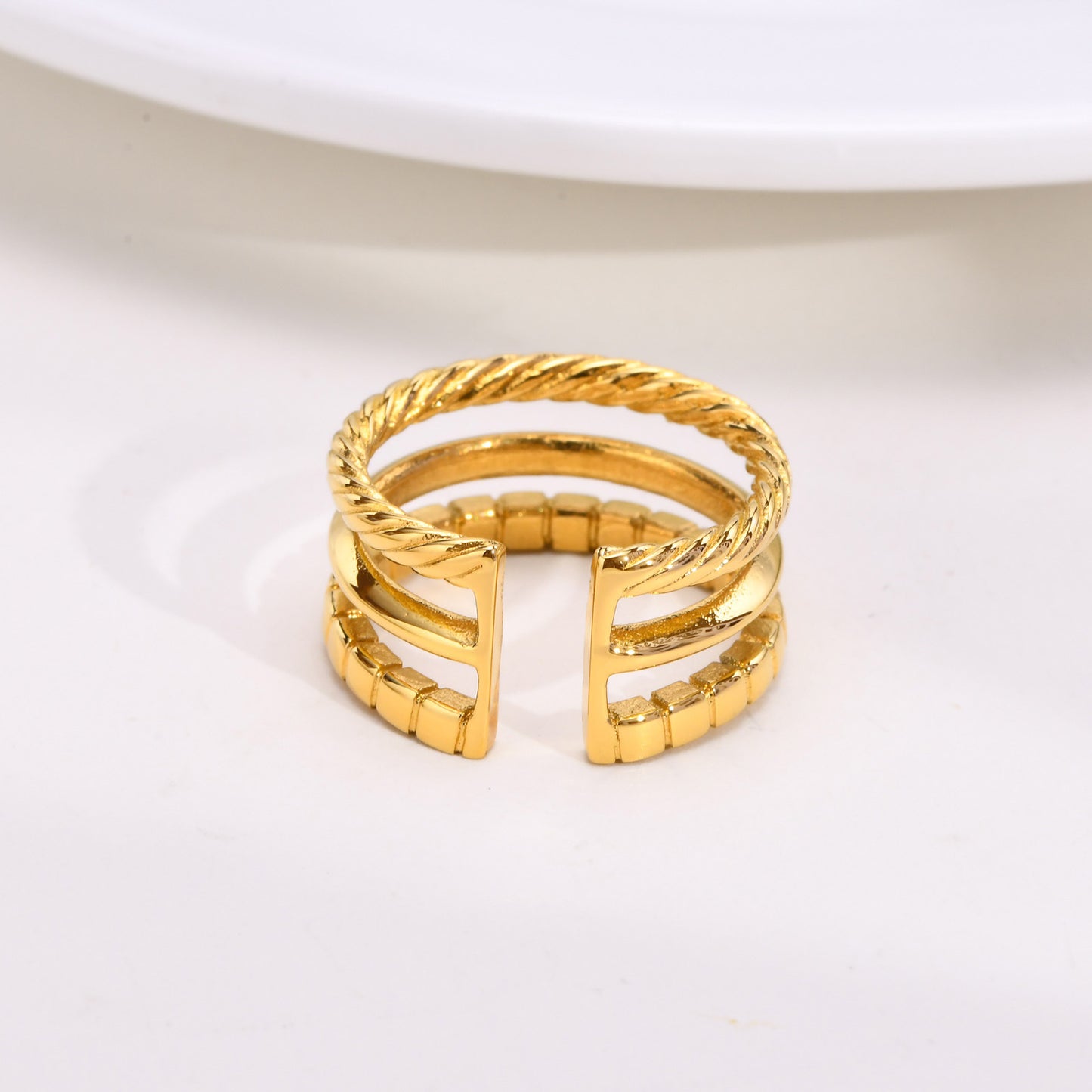 Titanium Steel Geometric Ring Gold Women's Jewelry Open Ring