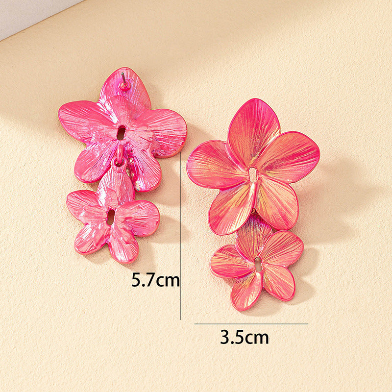 Exaggerated High Fashion Metal Flower Earrings - Vienna Verve Collection