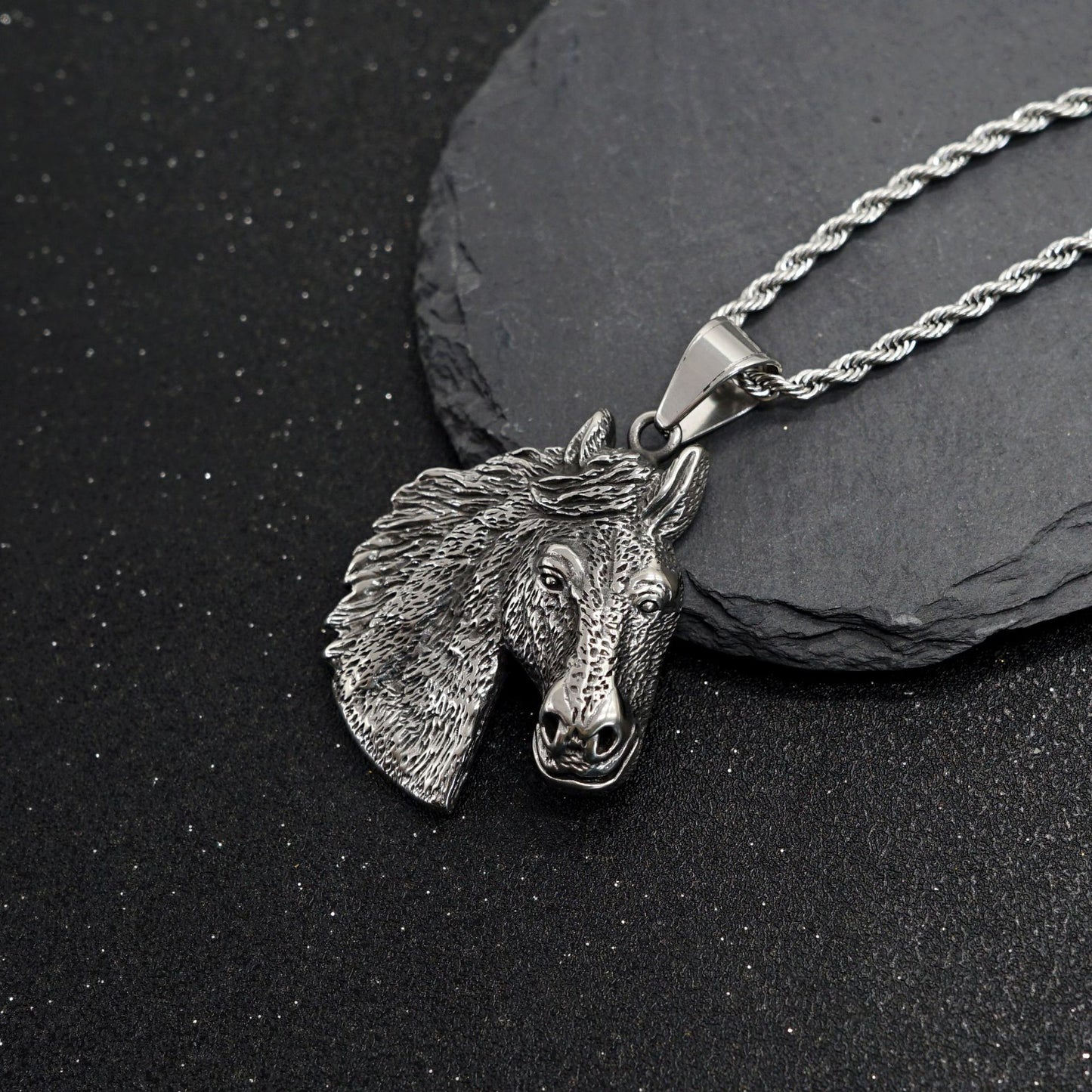 Steel Necklace – Vintage Horse Head Pendant
