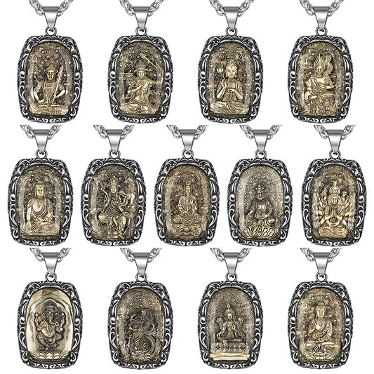 Steel Necklace - Elegant Zodiac Amulet Pendant Inspired By Eight Patron Saint Buddha