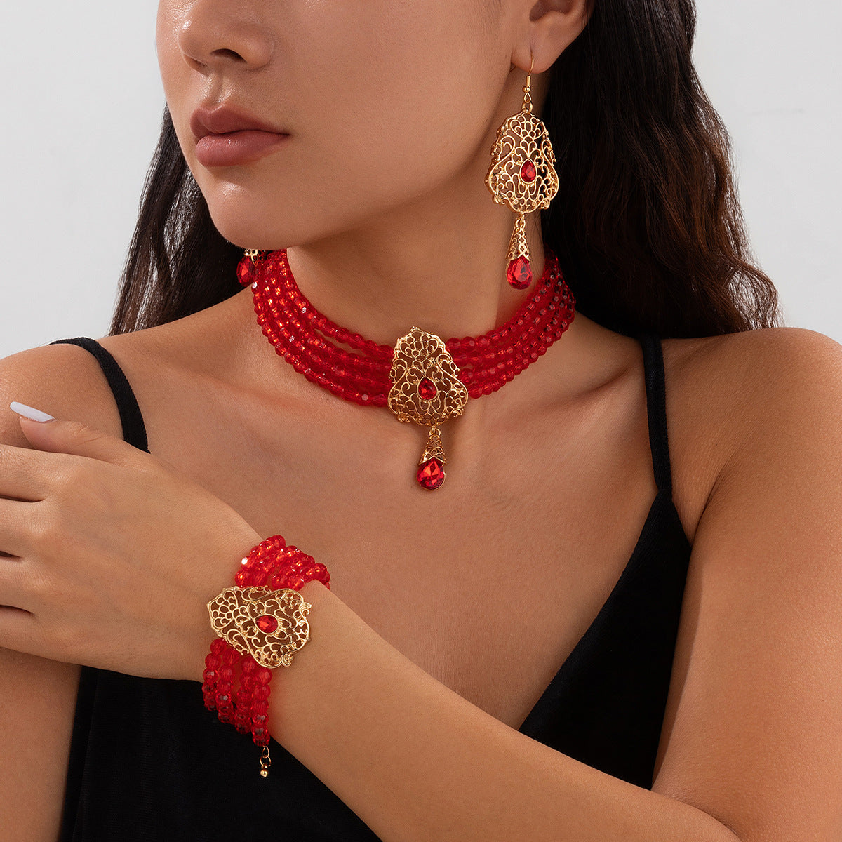 French Crystal Teardrop Jewelry Set