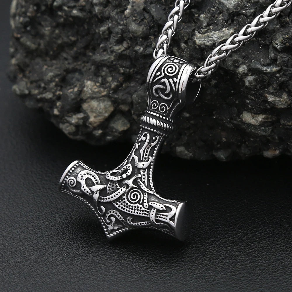 1. Planderful Thor's Hammer Necklace Titanium Steel Men
