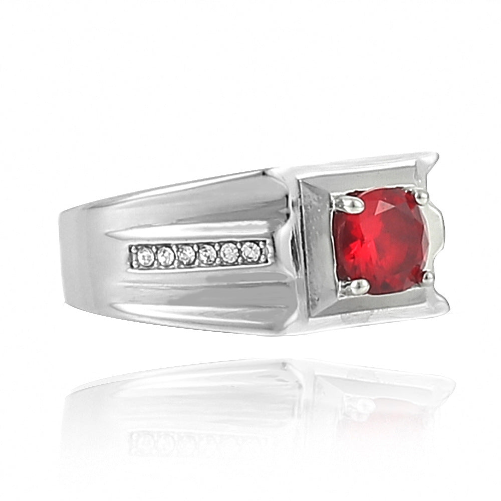 Trendy Multicolor Stone Titanium Steel Ring for Personalized Fashion - Unisex Design