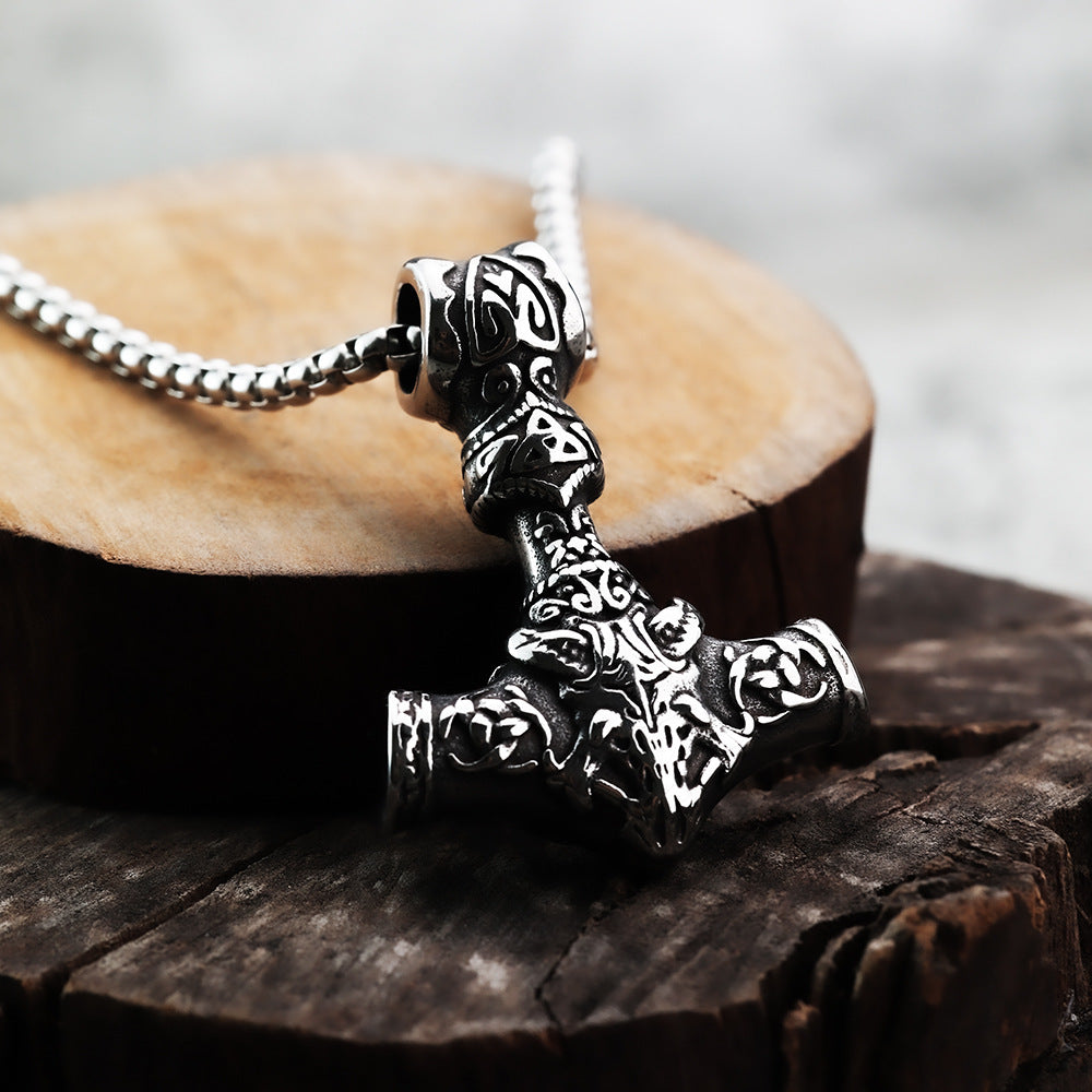 Vintage Men's Pendant Viking Quake Necklace Stainless Steel