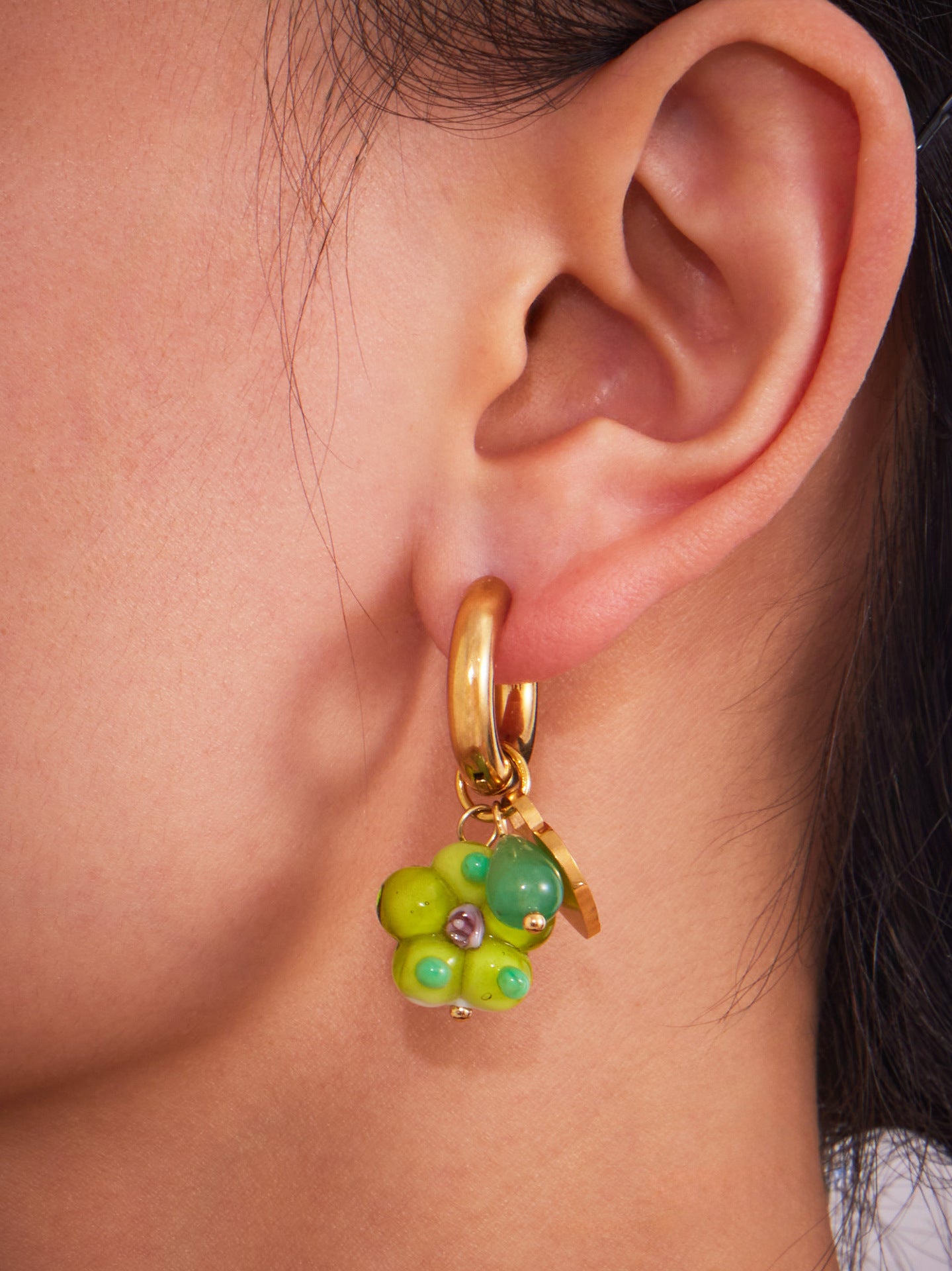 Planderful Stainless Steel Resin Flower Agate Earrings Women