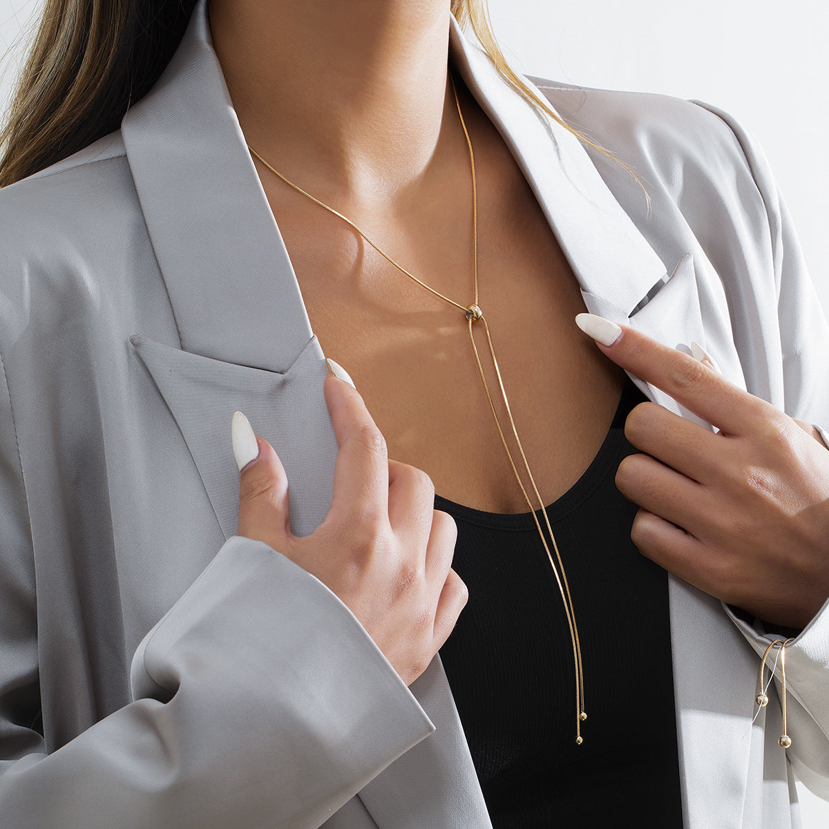Planderful Vienna Verve Versatile Adjustable Box Chain Necklace For Women Long Fringed Metal Statement Jewelry