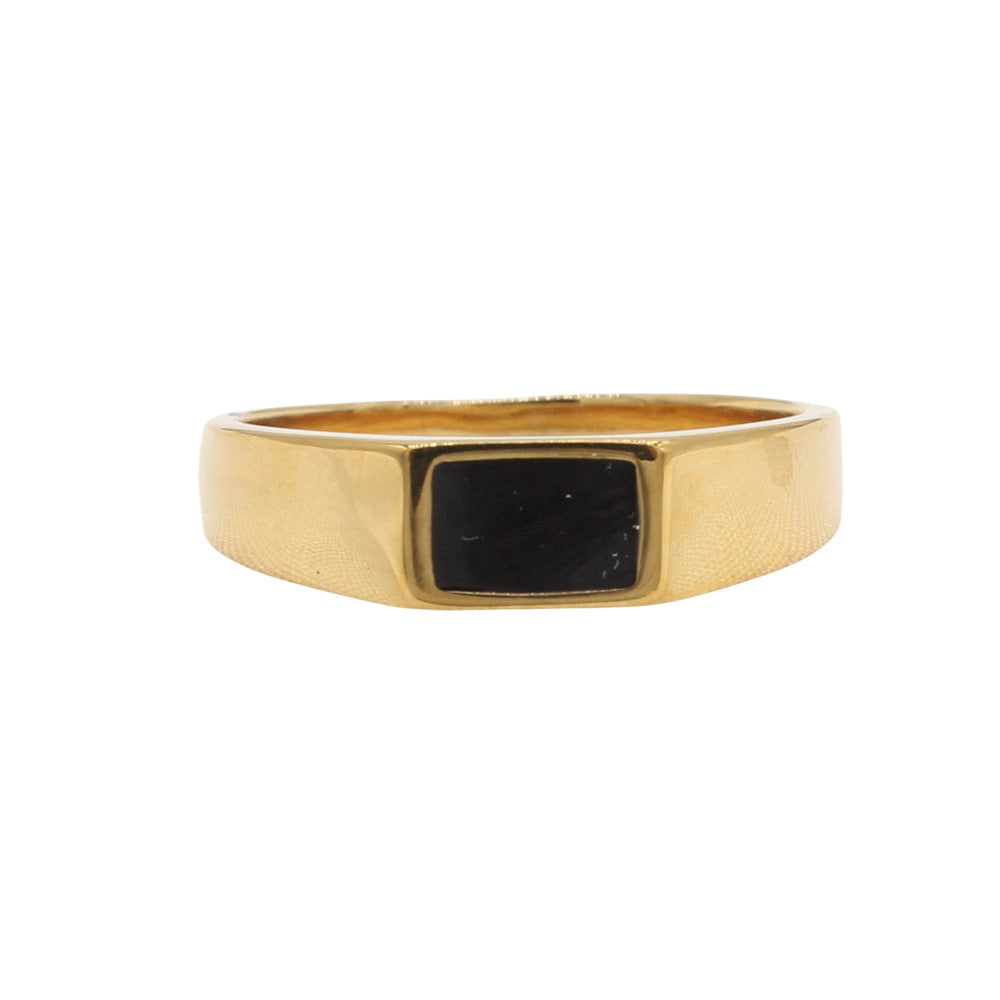 Planderful Jewelry Steel Ring With Rectangular Stone