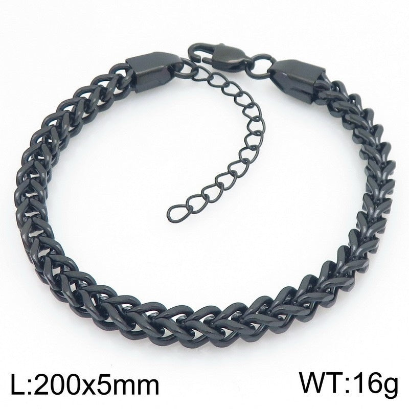 Stainless Steel Front & Back Bracelet – Commuting 5mm Keel Chain Adjustable Business