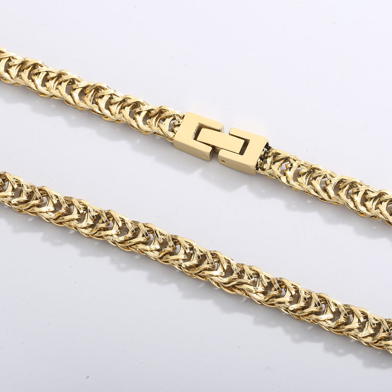 Street Men's Titanium Steel Encrypted Creative Woven Chain, Wind Stainless Steel Buckle Necklace