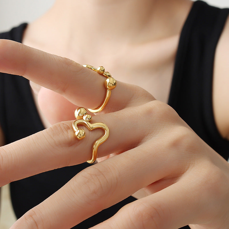 Chic Love Open Ring: Stylish Korean Hand Jewelry