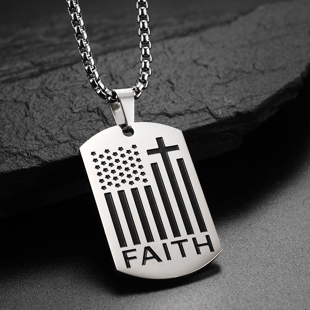 Planderful Everyday Genie Stainless Steel Cross Necklace With Inspiring Text For Hip Hop Style Men