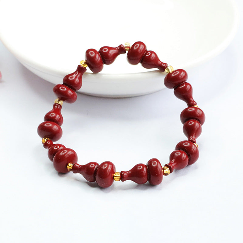 Cinnabar Gourd Bracelet with Sterling Silver Accent