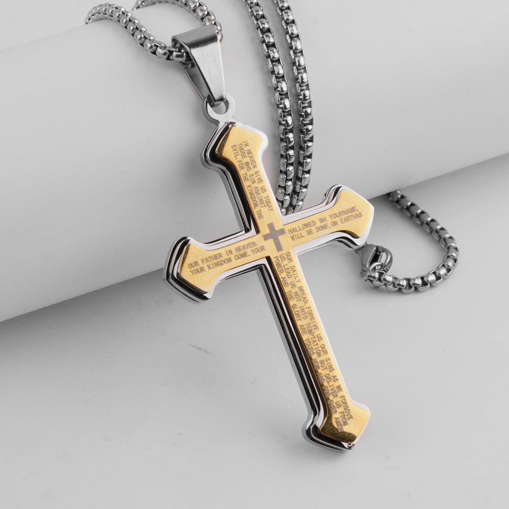 Planderful Everyday Genie Three Layer Titanium Steel Mens Necklace Hip Hop Pendant