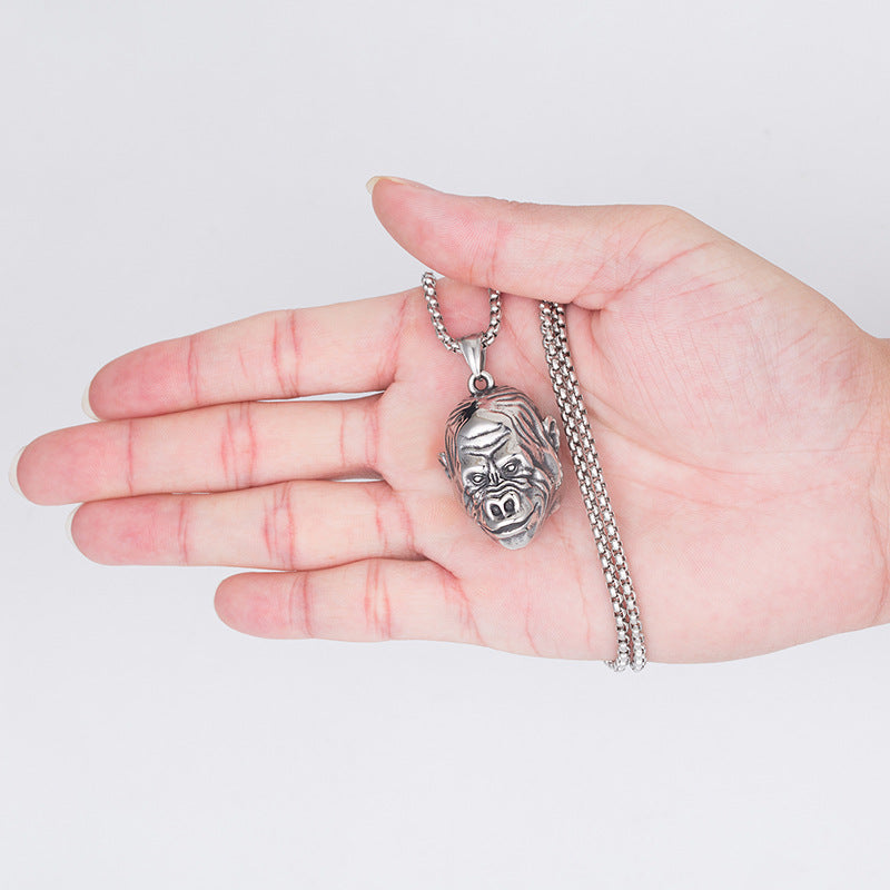 Stainless Steel Necklace – Statement Orangutan Pendant