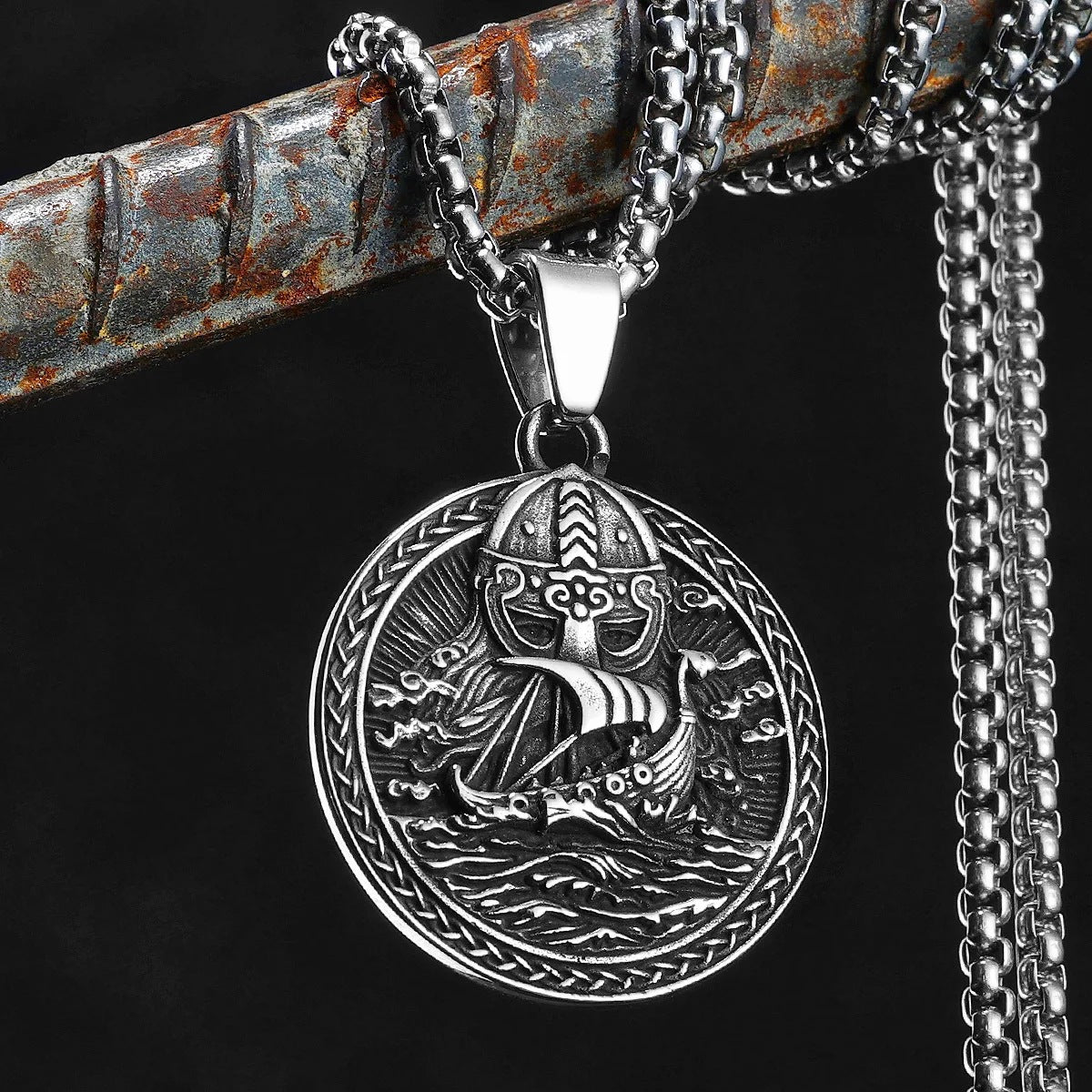 Viking Corsair Titanium Steel Necklace European and American Men's Fashion Domineering Stainless Steel Pendant Pendant