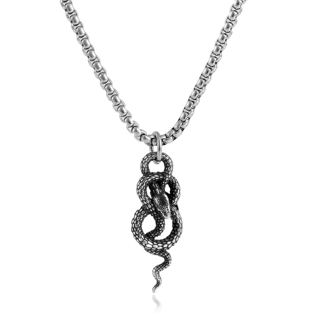 European And American Stainless Steel Snake Pendant Necklace