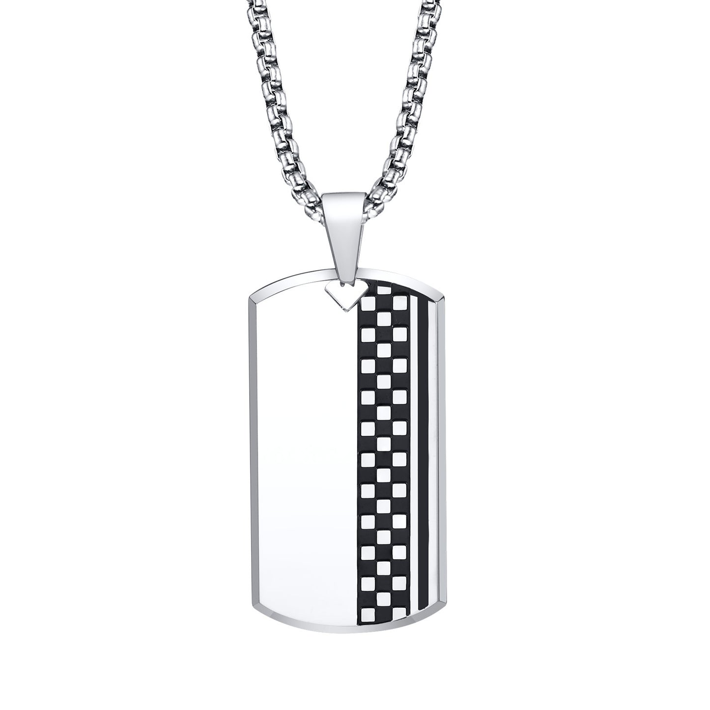 Necklaces Stainless Steel Checkerboard Dog Pendant Steel Necklace Men's Jewelry