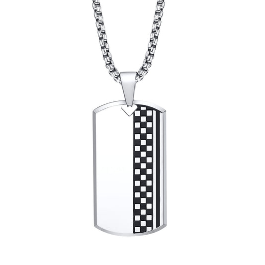 Necklaces Stainless Steel Checkerboard Dog Pendant Steel Necklace Men's Jewelry
