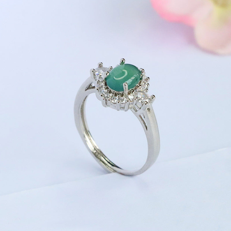Blue Water Jadeite Double-Band Ring