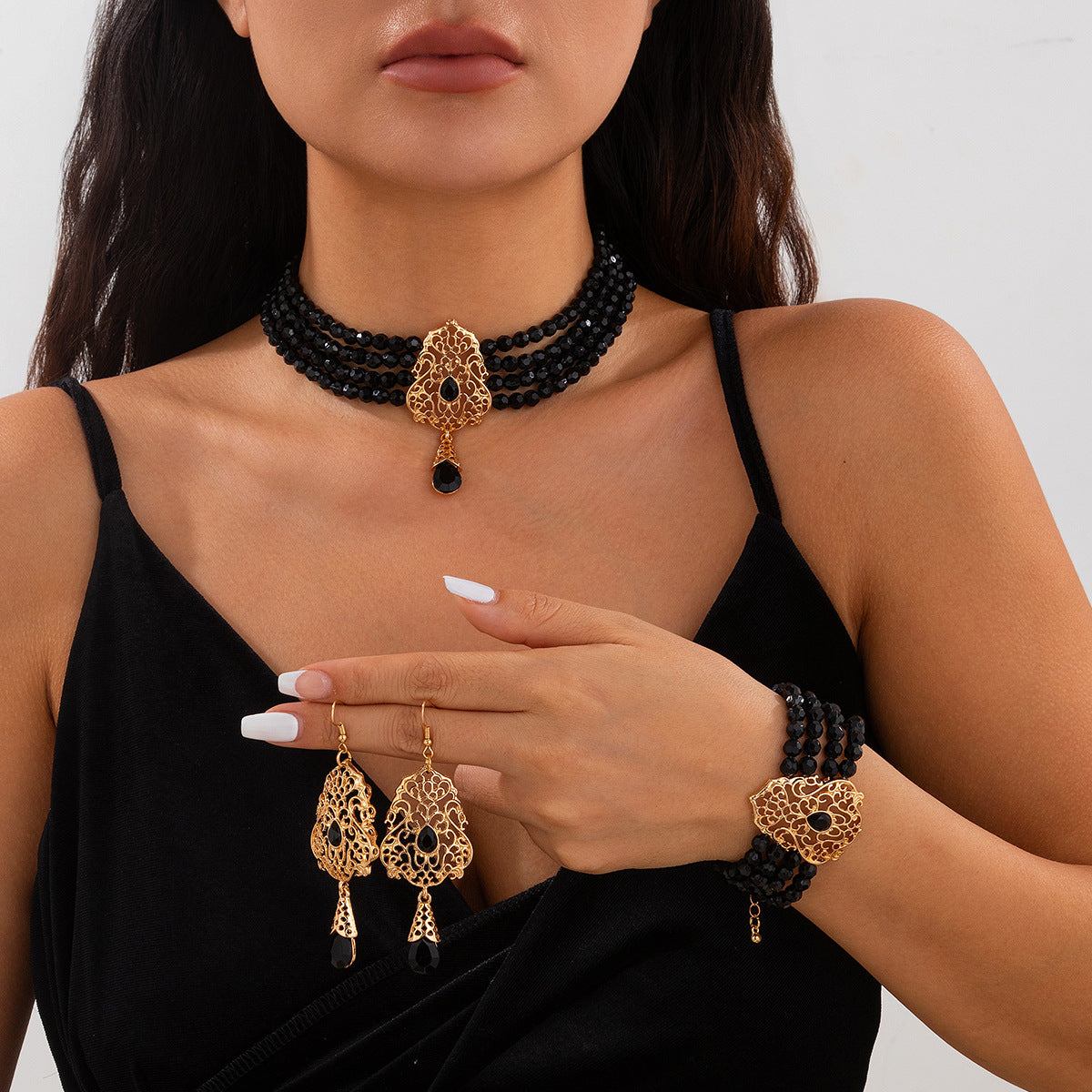 French Crystal Teardrop Jewelry Set