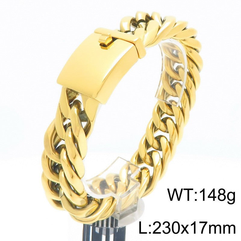 Planderful Premium Cuban Link Bracelet Men 18mm Titanium