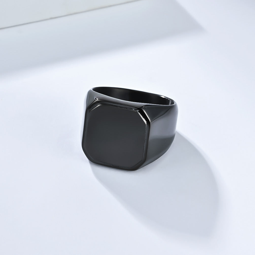 Planderful Mens Stainless Steel Ring Hip Hop Square Sleek Design For European American Style