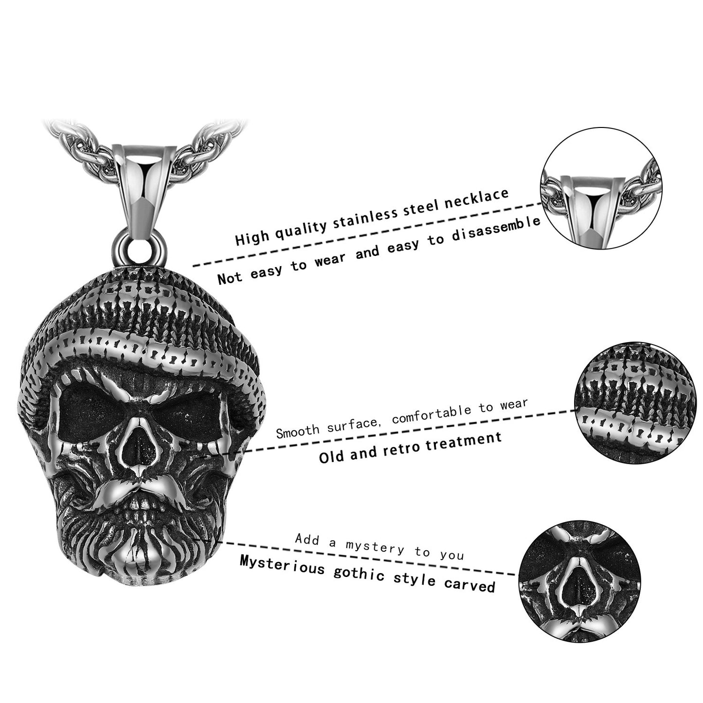 Steel Necklace – Vintage Skull Pendant