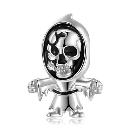 Halloween Skull Warrior Silver Pendant