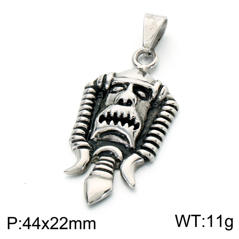 Dark Rock Clown Mask Pendant Punk Wind Smear Snake Hair Witch Stainless Necklace