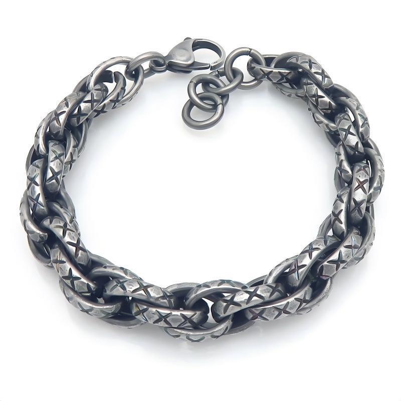 Hip-Hop Niche 11mm Thick X-Pattern Twist Rope Stainless Steel Bracelet Men's Hip-Hop