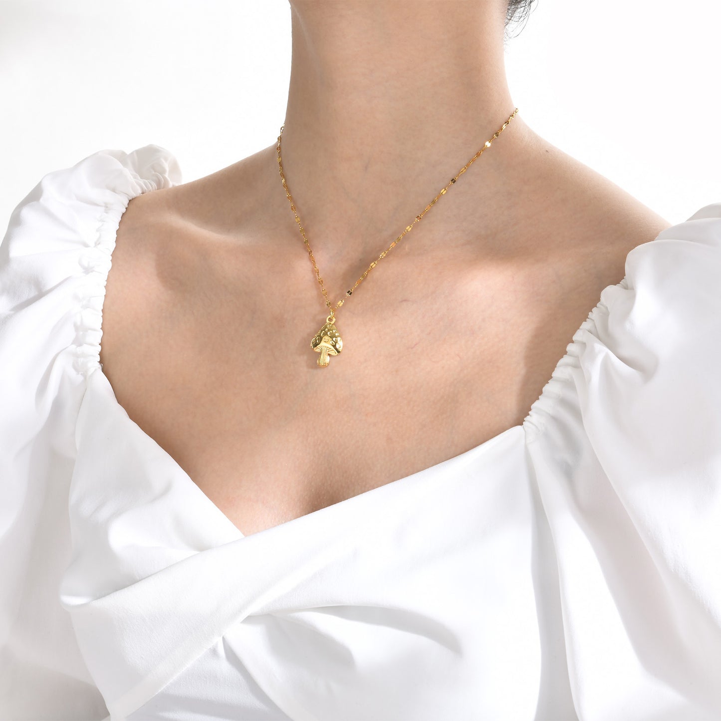 European And American Stainless Steel Gold Mushroom Earrings