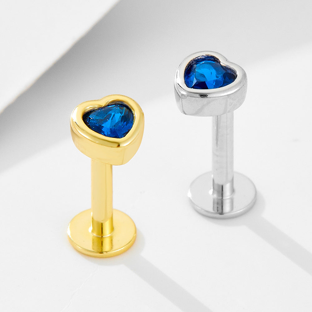 Planderful S925 Sterling Silver Love Blue Zircon Threader Earrings For Women Premium Heart Shape