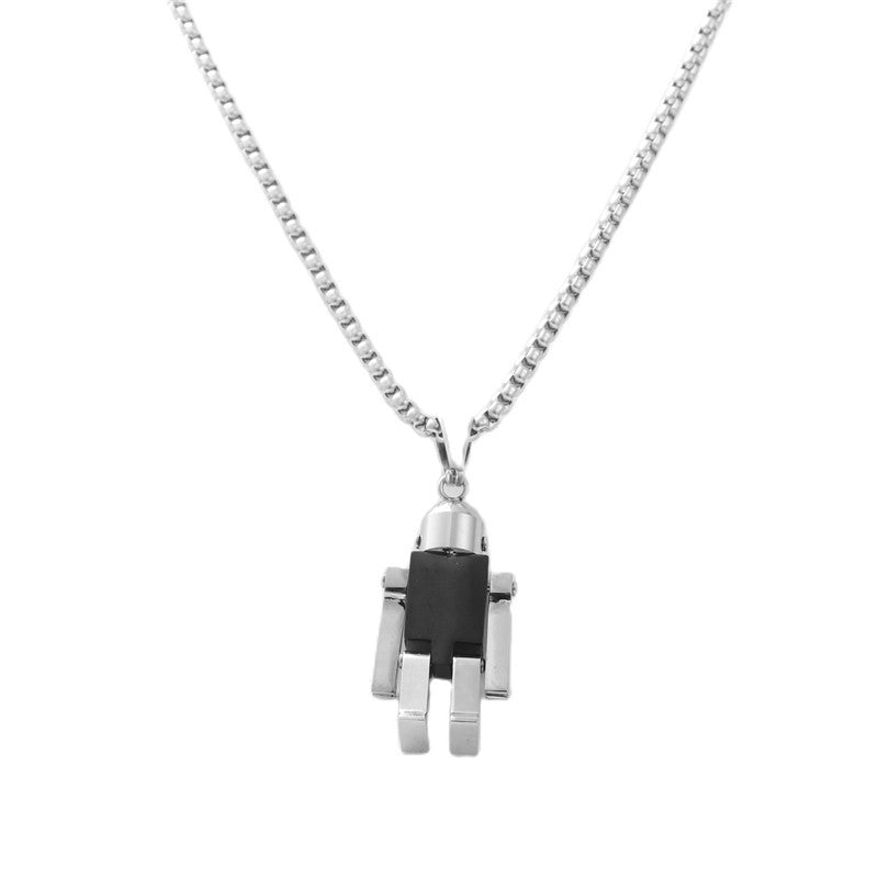 Personalized Retro Titanium Steel Robot Pendant Necklace for Men - Trendy Stainless Steel Design