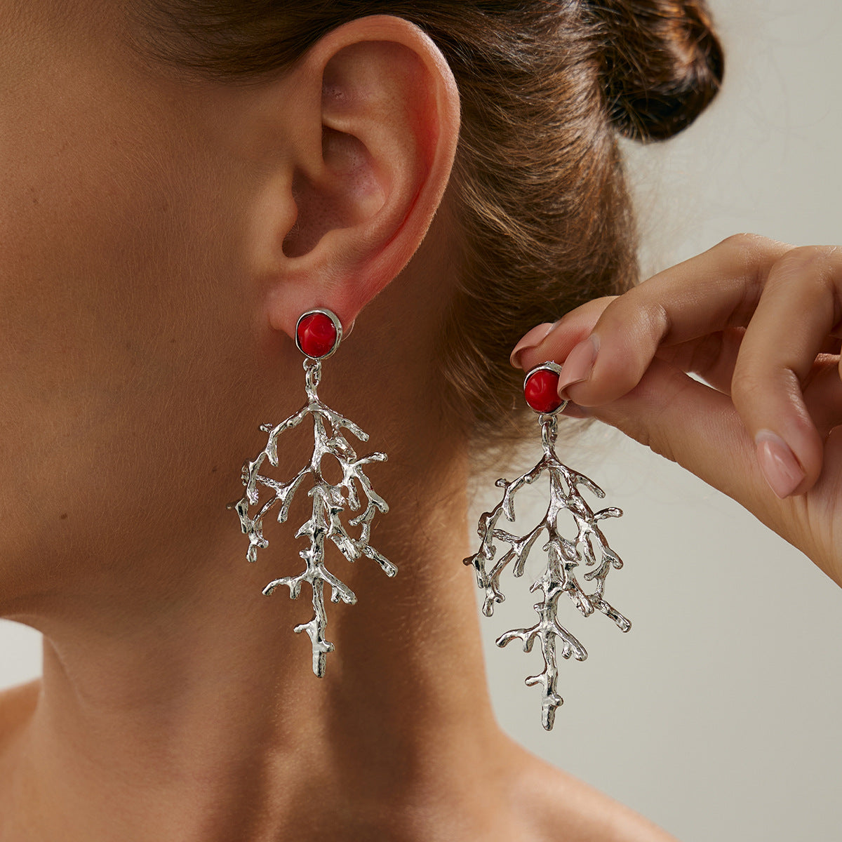 Planderful Metal Wind Flower Stud Earrings Vienna Verve For Women Geometric Turquoise Coral Imitation Statement