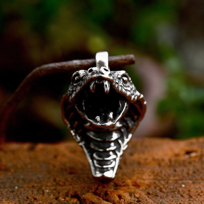 Titanium Steel Cobra Zodiac Snake Pendant for Men - Wholesale Jewelry