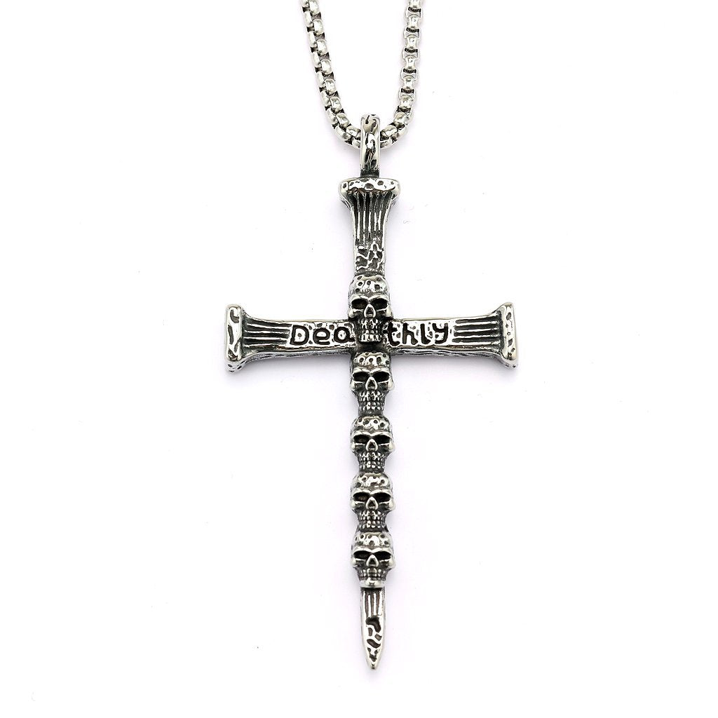 Punk Skull Cross Stainless Steel Men's Pendant Necklace